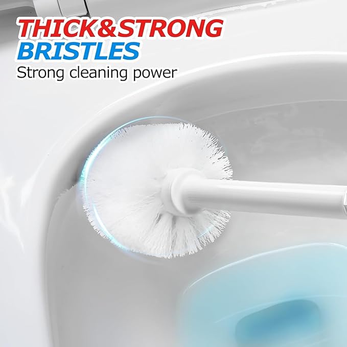 3Pack 2 in 1 Toilet Brush and Plunger Set, Extended Handle Plunger,Toilet Bowl Brush Plunger Set,Bathroom Cleaning Tools,Toilet Brush Plunger Combo,Cleaning Brush,Cleaning Supplies, White