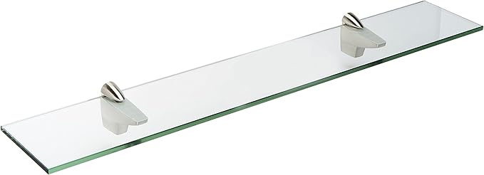 Spancraft Glass F-6x12-Brushed Steel Falcon Glass Shelf, Brushed Steel, 6" x 12"