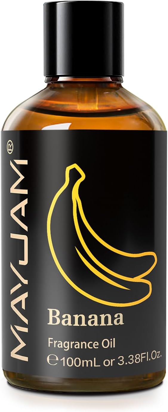MAYJAM 100ML/3.38FL.OZ Banana Fragrance Oils with Glass Dropper, Essential Oils for Diffusers for Home, Long Lasting Scented Oils for Diffusers Soap Candle Making