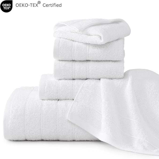 Casa Platino 100% Cotton Luxury Bathroom Towel Set - 12 Pcs - Super Soft, Fluffy & Highly Absorbent - 4 Large Bath Towels, 4 Washcloths, 4 Hand Towels - Complete Family Pack - White Bath Towel Set
