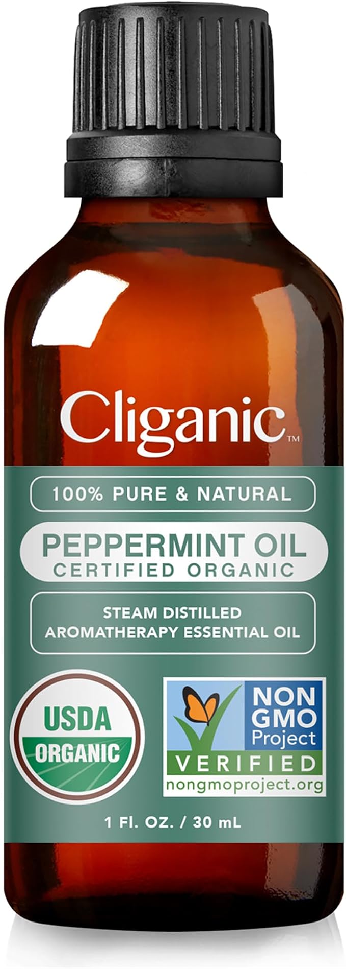 Cliganic Organic Peppermint Essential Oil, 1oz - 100% Pure Natural Undiluted, for Aromatherapy | Non-GMO Verified (Packaging May Vary)