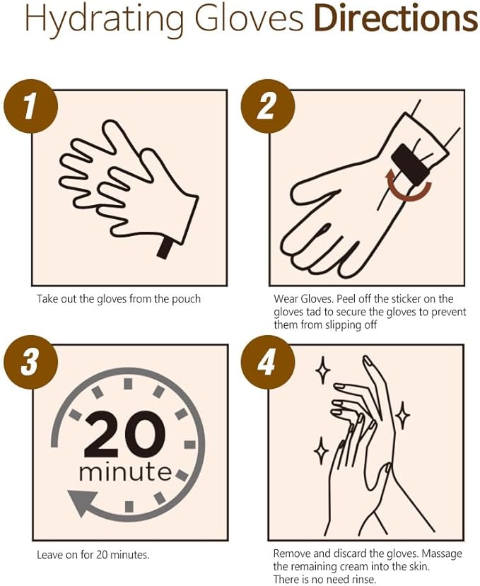 Epielle Hydrating Hand Mask 6 Pairs, Relieve and Soften with Shea Butter & Jojoba Oil, Deep Moisturizing Gloves for Dry, Cracked Hands, Self Care Gifts for Women, Spa Kit, Stocking Stuffers