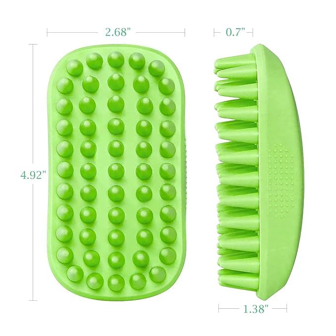 Dog Bath Brush, Pet Silicone Shampoo Brush, Rubber Shower Wash Curry Brush for Short Long Haired Dogs Cats Shedding Grooming and Massage, Pet Rubber Brush Removes Loose & Shed Fur