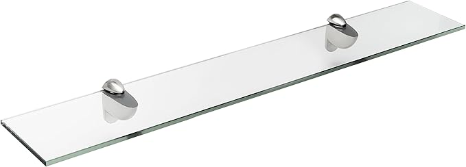 Spancraft Glass H-8x27-Brushed Steel Heron Glass Shelf, Brushed Steel, 8" x 27"