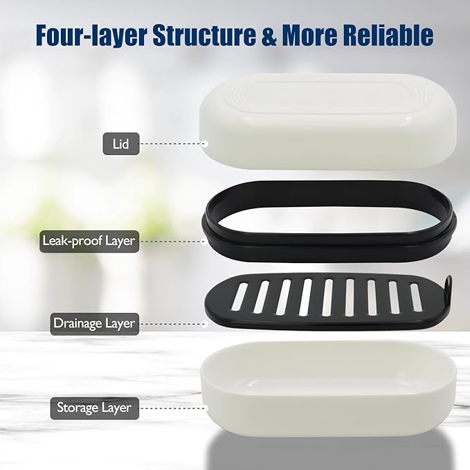 Shampoo Bar Holder Travel Case for Two Bars – Compatible with Kitsch Solid Shampoo & Conditioner Bars, Large Soap Container for Bathroom or Travel (1 Pack, White Style A-Large)