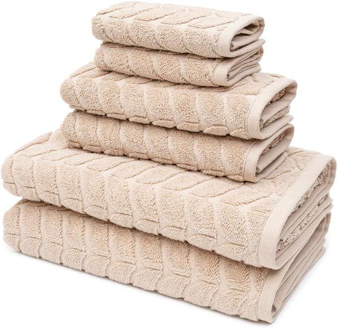 Turkish Cotton Ultra-Soft Plush Absorbent Quick Dry Bathroom Towel Set, Made in Turkey (Sand Beige, Bath Sheet)