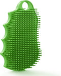 Silicone Body Scrubber Silver-Infused Dual-Sided 3-in-1 for Shower, Body Cleaning+Massage+Exfoliator Body Brush Buffer for Men and Women, Silicone Loofah, Non-Slip Handle (Green)