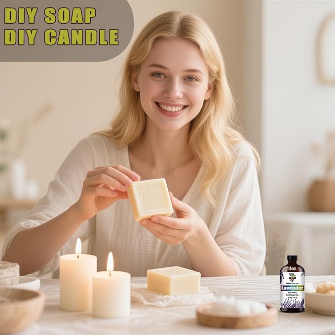Lavender Essential Oil (4 oz/120 ml) — Lavender Oils for Aromatherapy, diffusers, humidifiers, Home fragrances, DIY Skincare, soap Making, DIY Candle Making, Relaxation, Yoga, and Meditation