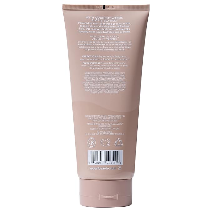 Tahitian Vanilla Hydrating Body Wash with Coconut Water, Aloe & Sea Kelp | Cleanses Without Stripping Moisture or Natural Oils | Infused with Notes of Warm Vanilla | Vegan and Cruelty-Free | 9.0 Oz