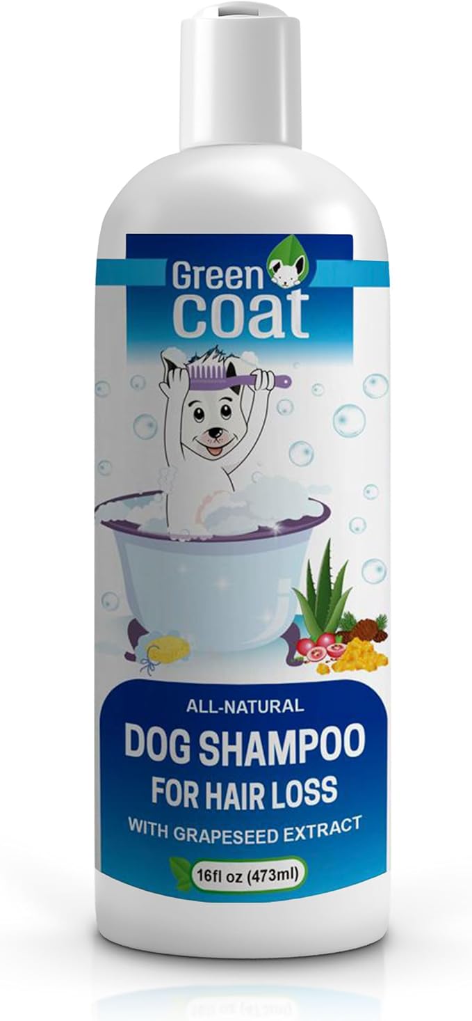 Natural Dog Shampoo for Hair Loss with Grapeseed, Aloe & Cedarwood, Gentle Shampoo Specially Formulated to Beautify The Dogs Coat, USA Made, 16fl oz 473 ml.