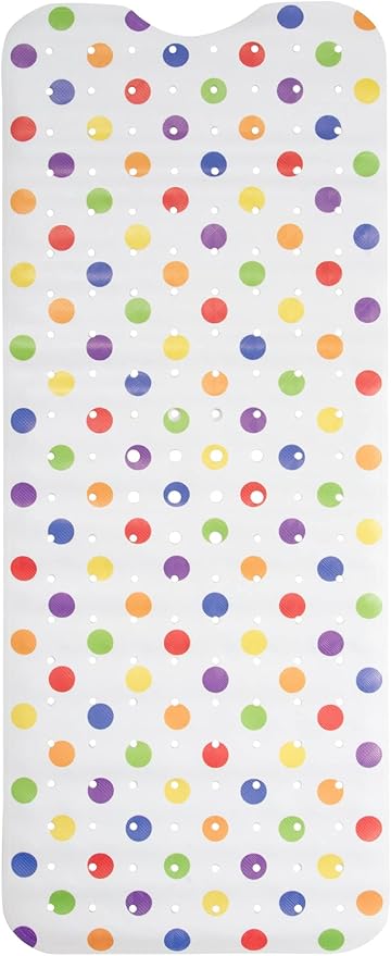 ENKOSI Bath Mat Long 40x16 – Non-Slip Bathtub Mat with Secure Suction Cups & Drain Holes with Fun Polka Dot Design Shower Mat for Tub for Kids and Toddlers (40x16 Polka Dot)
