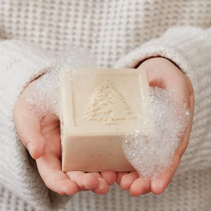 Thymes Bar Soap Trio Gift Set - Frasier Fir - Natural Hand Soaps - Contains Three - Cruelty-Free and Vegan - Pine Tree Scented Hand and Body Soap - 5.5 Oz Bars