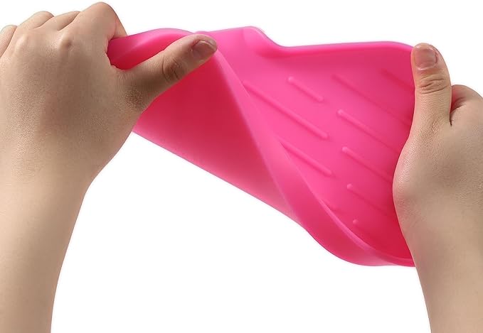 Silicone Bathroom Soap Dishes with Drain Spout-Bathroom and Kitchen Sink Organizer,Sponge Holder,Dish Soap Tray,Perfect for Dispenser,Scrubber,Bottle,Cup on Sink or Counter-Rose 9.6"×5.3"