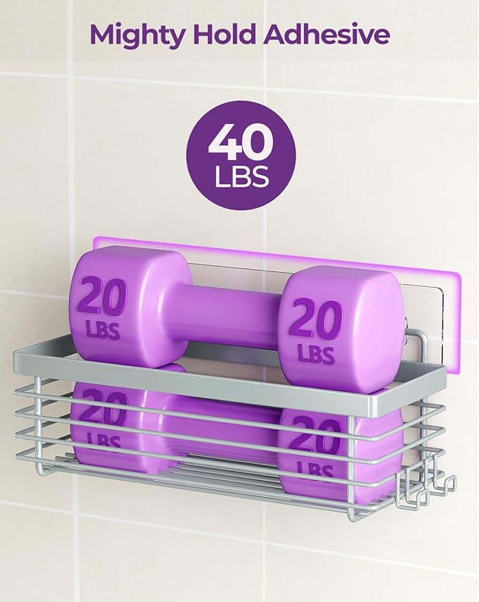 ODesign Shower Caddy 3 Pack SUS304 Stainless Steel-No Drilling-Shower Bathroom Shelves Rack,Rustproof Wall Mounted,Adhesive Shower Shelf Basket Organizer-Grey