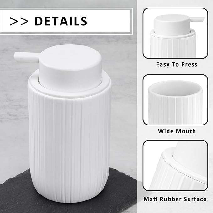 Soap Liquid Dispenser Ceramic with Easy-to-Press Pump Hand Liquid Dispenser (Can't Foam) for Shampoo Bathroom Countertop 13.5 oz