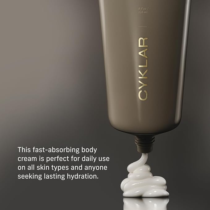 CYKLAR Nutrient Rich Body Cream. Crescent Fragrance Nourishing Moisturizer with Niacinamide and Banana Flower Extract. Deep Hydration, Thick Body Lotion, Dry Skin Cream for Women and Men, 8 Fl Oz
