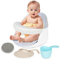Swivel Baby Bath Seat, Openable Armrest and 360° Rotatable Baby Bath Seat for Babies 6 Months & up, Baby Bath Mat/Rinse Cup/Brush/Baby Shower Cap Included, White