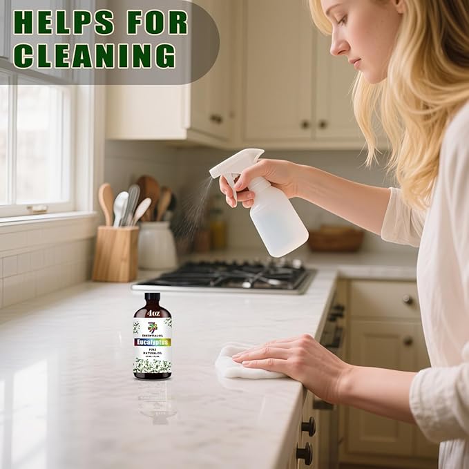 Eucalyptus Essential Oil (4 oz/120 ml) — Eucalyptus Oils for Aromatherapy, diffusers, humidifiers, Home fragrances, DIY Skincare, soap Making, DIY Candle, Relaxation, Yoga, and Meditation