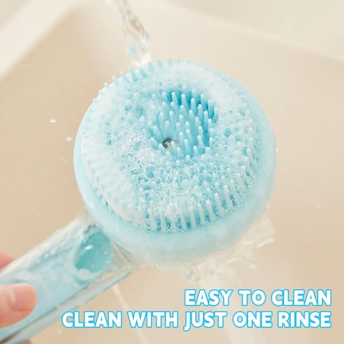 Pet Bath Brush,Dog Shampoo Brush Bubble Maker,New 2 in 1 Dog Bath Brush with Built-in Shampoo Dispenser,Bathing Dog Grooming Massage Brush for Showering Long and Short Haired Dogs and Cats(blue)
