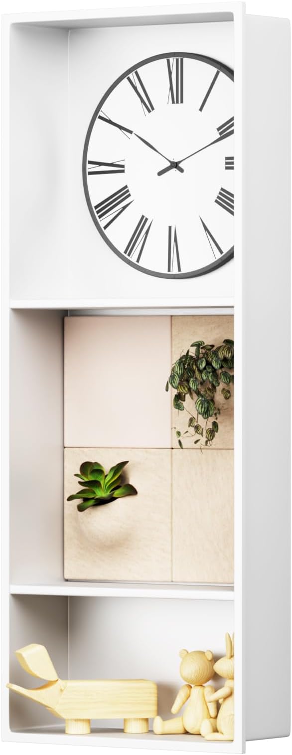 30" X 12" Stainless Steel Shower Niche Insert Tile Ready, Niche for Shower Wall, 3-Tier Recessed Shelves No Tile Needed for Bathroom Storage, White
