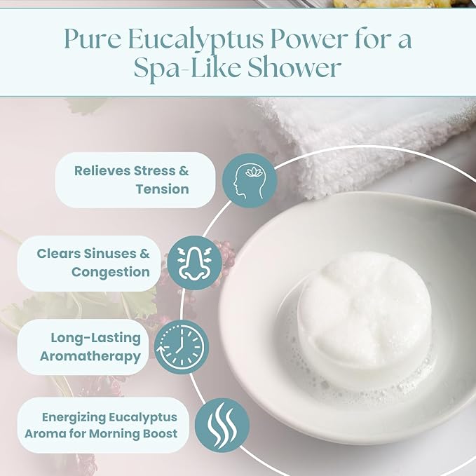 TLG Essence Shower Steamers Aromatherapy 7 Pack – USA Made with Extra Eucalyptus & Menthol – Shower Bomb for Relaxation, Strong-Scented Shower Tablets – Gift for Men & Women