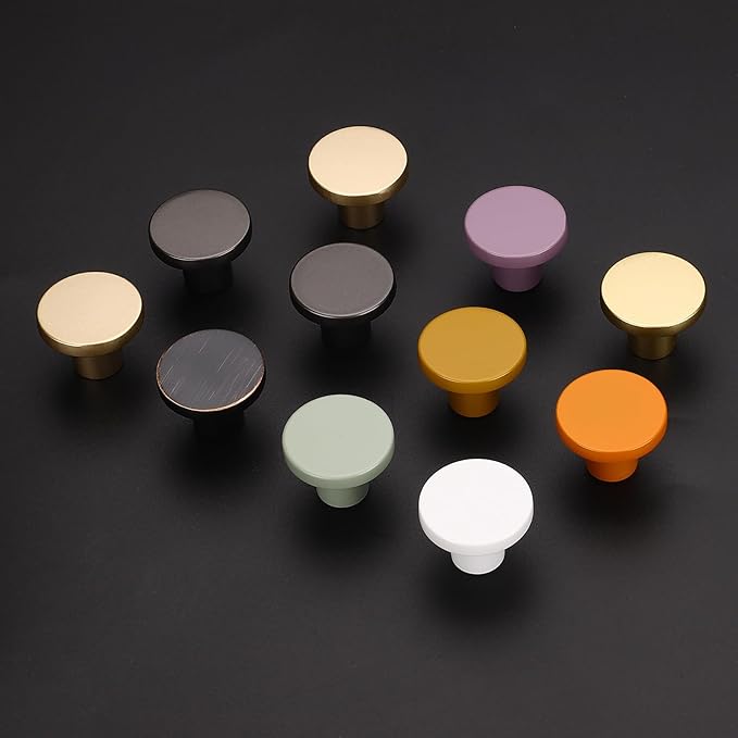 Ravinte 5 Pack Cabinet Knobs Earthy Yellow Kitchen Cabinet Knobs Round Dresser Drawer Pulls Closet Door Pulls 1-1/5 Inch