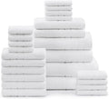 Casa Platino 24 Piece Cotton Towel Set – Ring Spun, Soft & Absorbent Towels, Full Bathroom Set with Bath Sheets, Hand Towels, Gym Towels & Washcloths, Machine Wash Safe – White