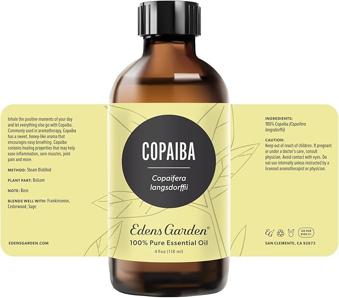 Edens Garden Copaiba Essential Oil- 100% Pure Premium Grade, Undiluted, Natural, Therapeutic, Aromatherapy, The Best for Diffuser Skin, Face, Hair 118 ml (4 fl oz)
