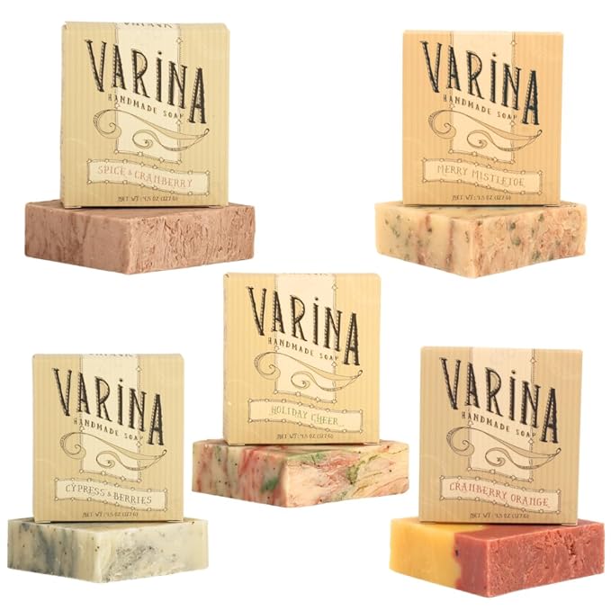 Christmas Variety Bar Soap - Gentle Cleansing for Sensitive Skin - 5 Pack - Experience Healthy and Glowing Skin