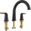 Black & Rose Gold Roman Bathtub Faucet Set with Valve High Flow 10.25 GPM Tub Faucets 3 Hole Widespread Deck Mount Tub Filler