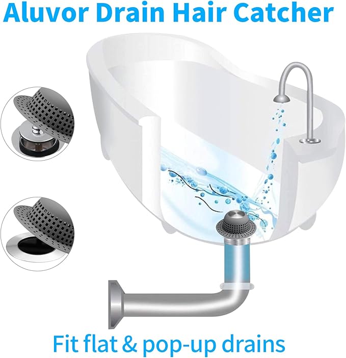 Shower Drain Hair Catcher, Bathtub Drain Cover Foldable Silicone Shower & Tub Protector for Pop-Up & Regular Drains