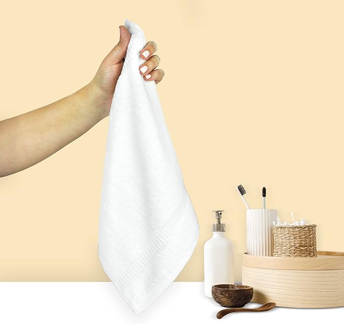 Chakir Turkish Linens Premium Cotton Absorbent Turkish Towels (Washcloths - 12 Piece, White)