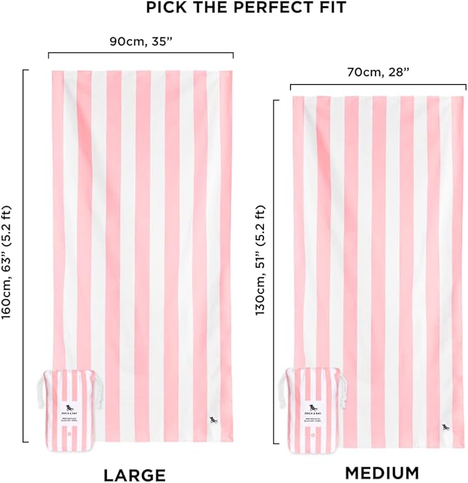 Dock & Bay Quick Drying Towel - for Sports & Gym - Compact, Lightweight - 100% Recycled - Includes Bag - Cabana - Malibu Pink, Medium (130x70cm, 51x27)