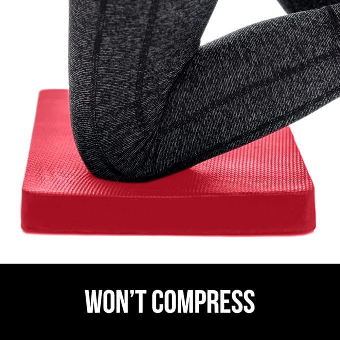 GORILLA GRIP Extra Thick Patent Pending Soft Foam Kneeling Pad, 2 PK, Supportive Large Cushion Knee Pads for Gardening, Baby Bath, Dirt and Water Resistant, Workout and Garden Supplies, 17.5x11, Red