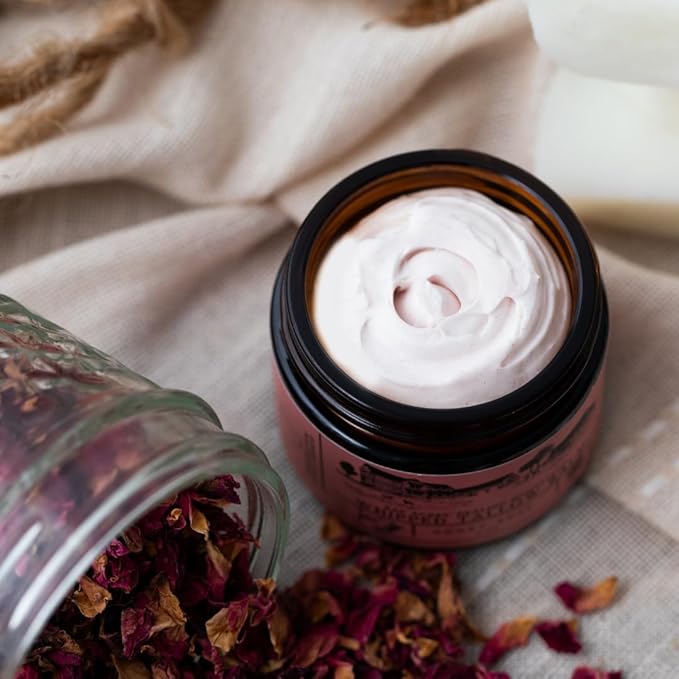Rose-infused 100% Grass-Fed Whipped Tallow Balm-Organic Jojoba Oil, Rosehip Oil, Face and Body Moisturizer for Dry, Sensitive Skin, Eczema (ROSE-INFUSED)