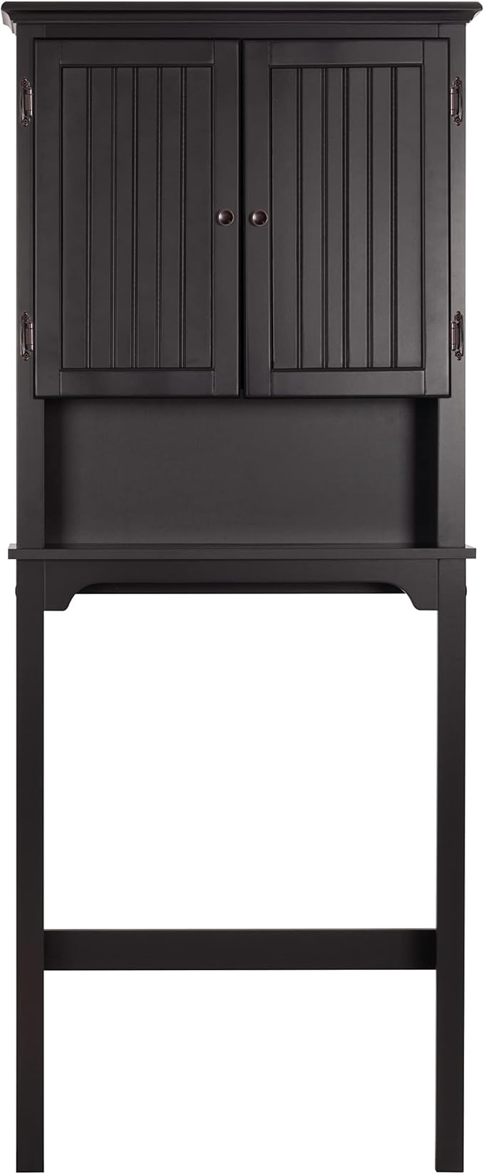 UTEX Bathroom Storage Over The Toilet, Above Toilet Storage Cabinet Organizer with Adjustable Shelves and Double Doors, Espresso