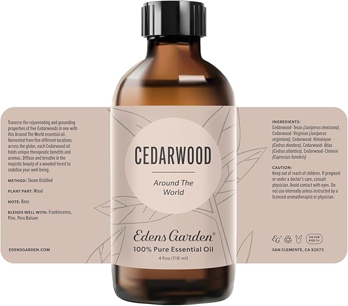Edens Garden Cedarwood Around The World Essential Oil- 100% Pure Premium Grade, Undiluted, Natural, Therapeutic, Aromatherapy, The Best for Diffuser, Skin, Face, Hair 118 ml (4 fl oz)