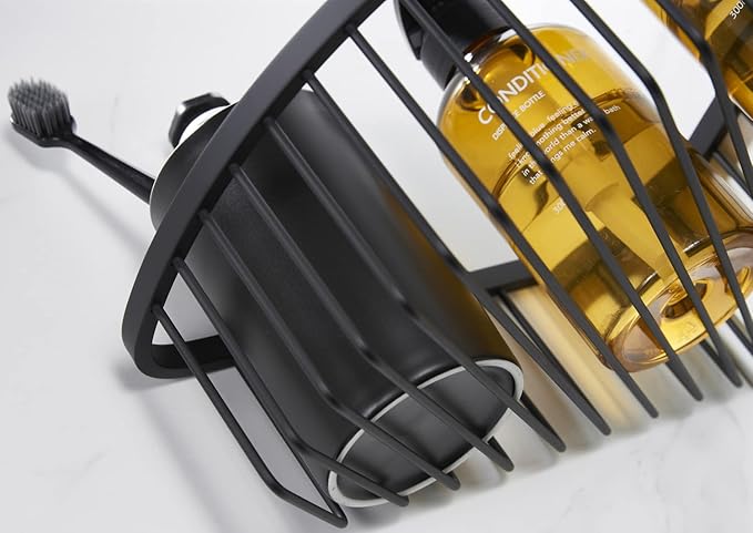 Corner Shower Caddy Organizer, SUS304 Stainless Steel Heavy Duty Rust-Proof Shelf Organizer, Wall Mounted Storage Rack for Bathroom Kitchen, Matte Black