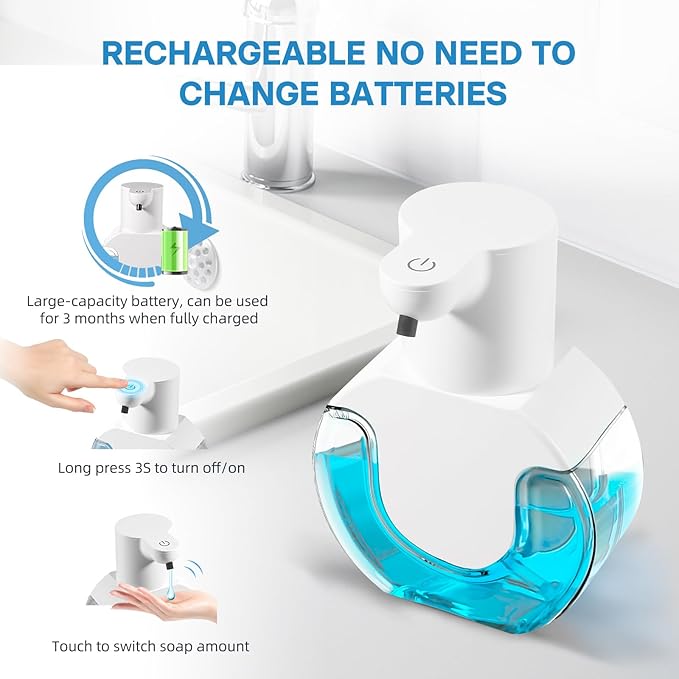 2 Pack Automatic Liquid Soap Dispenser,14.2oz/420ML Touchless Automatic Soap Dispenser,Rechargeabled Wall Mounted Smart Pump for Bathroom Kitchen