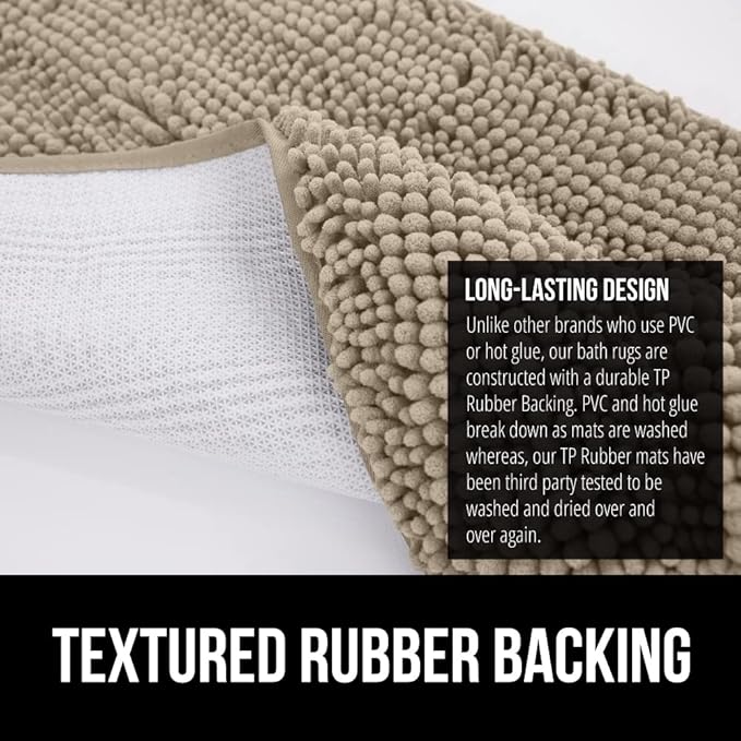 GORILLA GRIP Bathroom Rug Sets, Soft Chenille 2 Piece Area Rugs Set, Toilet Base Mat and 30x20 Carpet, Absorbent Microfiber Washable Mats Dry Quickly, Home Décor and Bath Room Accessories, Gray Beige