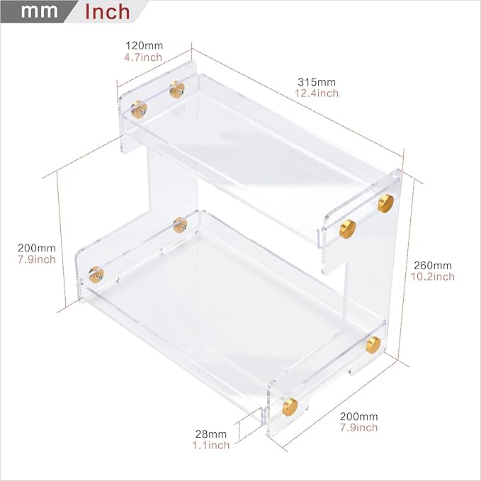 FFK Bathroom Organizer Countertop 2-Tier Storage：Bathroom Counter Organizer Acrylic Standing Holder Cosmetic Storage Perfume Shelf for Bathroom Bedroom Dressing Table1