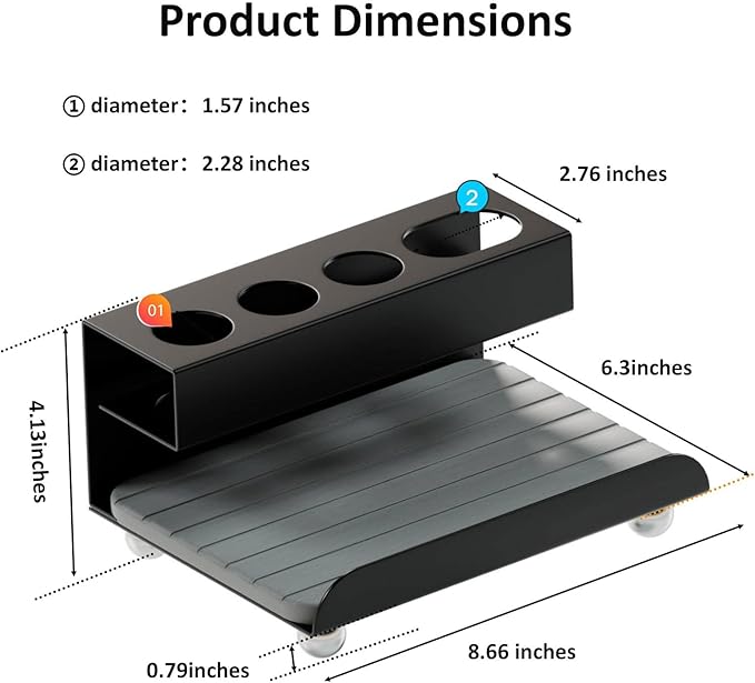 Quick Dry Electric Toothbrush Holder 4 Slots Metal Bathroom Counter Organizer for Toothpaste Razor Mouthwash, Black