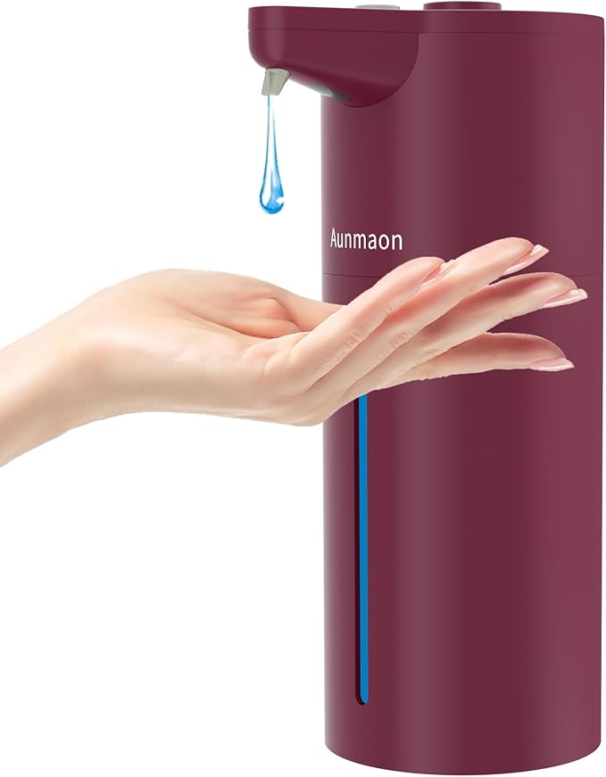 Automatic Soap Dispenser Touchless, Hands-Free, Multi Adjustable Volume, Long Battery Life, Compatible with Thick & Thin Dish/Hand Soap for Bathroom and Kitchen, Easy for Toddlers, Red