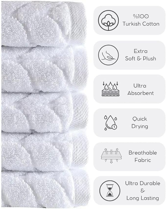 BAGNO MILANO Turkish Bath Towels, Soft Plush Jacquard Luxury Bath Towels, Quick Dry Towel Set (Latte, Bath Sheet)