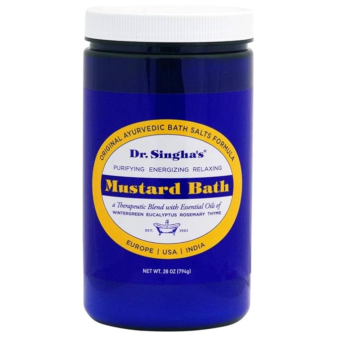 Dr. Singha’s Mustard Bath – Therapeutic Bath Salts for Relaxation, Soothing Comfort & Refreshing Aroma – 28 oz Aromatherapy Soak with Mustard Seed & Essential Oils - Bathing Alternative to Epsom Salt