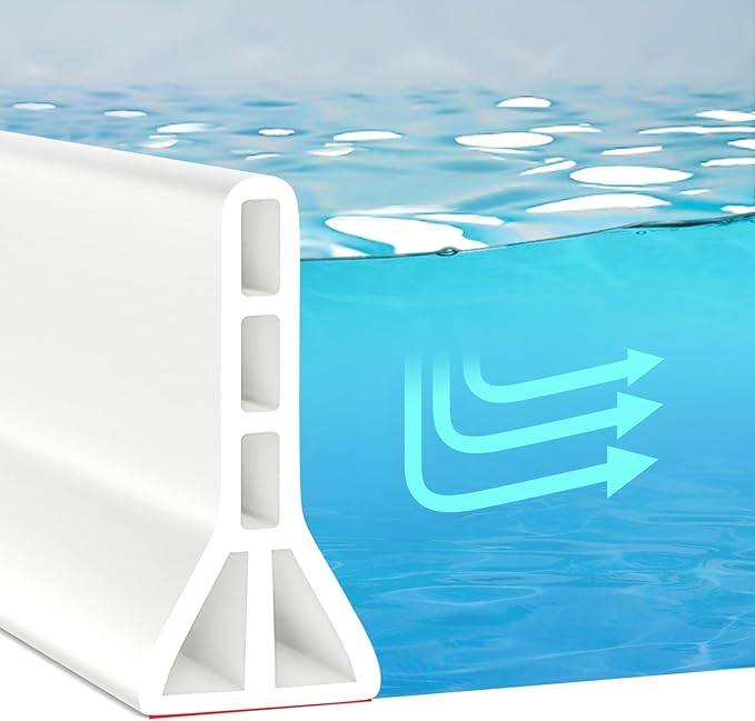 (Upgraded)3” High Shower Threshold Water Dam 67 Inch Collapsible Shower Barrier Water Stopper Shower Water Guard Dry and Wet Separation for Bathroom Kitchen and More(5.6ft)