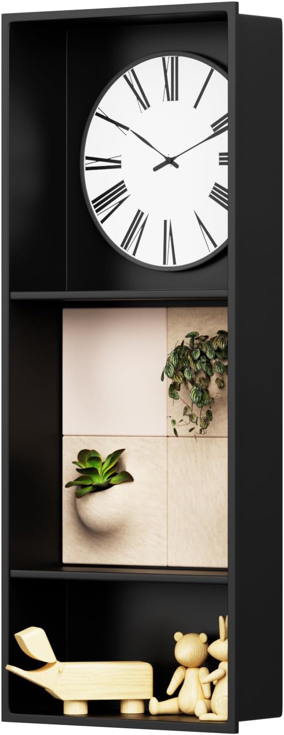 30" X 12" Stainless Steel Shower Niche Insert Tile Ready, Niche for Shower Wall, 3-Tier Recessed Shelves No Tile Needed for Bathroom Storage, Matte Black
