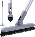 DSV Standard Grout Scrub Brush with Long Handle, 50'' Tile Grout Scrubber, V-Shape Crevice Cleaning Brush for Hard to Reach Areas, 180° Rotation Grout Cleaner for Tile Floors, Baseboards and Corners