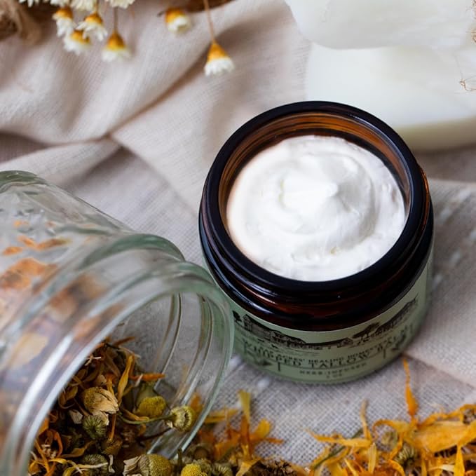 100% Grass-Fed Whipped Tallow Balm & Organic Jojoba Oil infused with Organic Calendule & Chamomile: face & body moisturizer-dry, baby, sensitive skin/eczema, psoriasis (HERB-INFUSED)