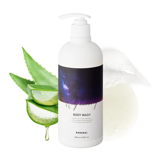 Korean Body Wash with Hyaluronic Acid & Aloe – Hydrating Moisturizing Cleanser for All Skin – Infused with Natural Extracts – Paraben & Silicone-Free – Woody Blackberry, 500ml / 16.9 fl oz